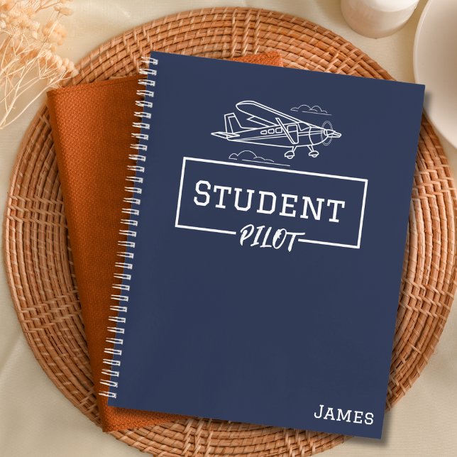 Student Pilot Cessna Airplane Clouds Custom Name  Notebook (Creator Uploaded)