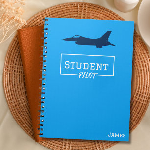 Student Pilot F-16 Falcon Airplane Blue Custom Notebook