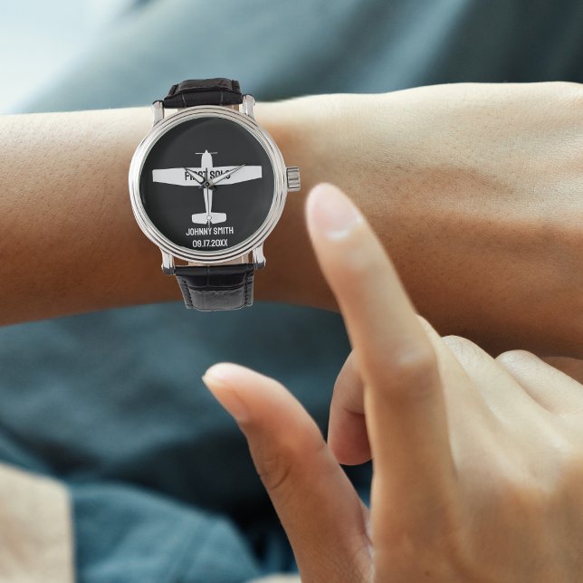 Student Pilot First Solo Airplane Black Aviation Watch (Creator Uploaded)