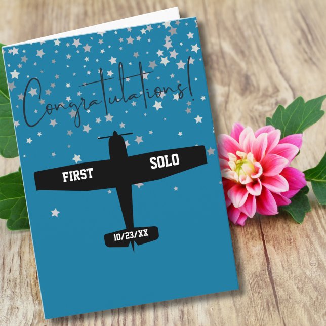 Student Pilot First Solo Airplane Congratulations Card (Creator Uploaded)