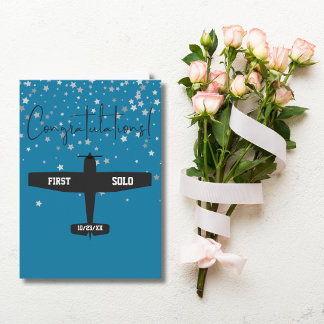 Student Pilot First Solo Airplane Congratulations Card