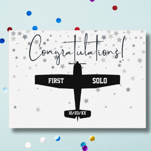 Student Pilot First Solo Airplane Congratulations Note Card