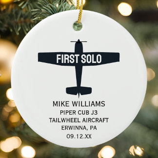 Student Pilot First Solo Airplane Custom XMAS Ceramic Ornament
