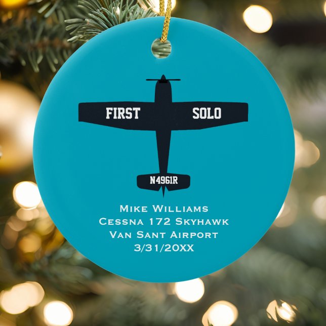 Student Pilot First Solo Airplane Custom XMAS Ceramic Ornament (Creator Uploaded)