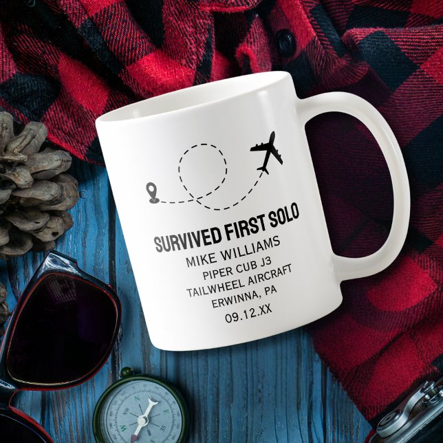 Student Pilot First Solo Airplane Funny Custom Coffee Mug (Creator Uploaded)