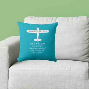 Student Pilot First Solo Airplane Funny Custom Throw Pillow