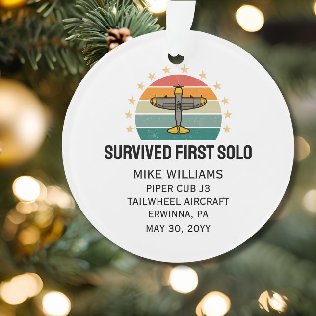 Student Pilot First Solo Airplane Personalized Ornament (Creator Uploaded)