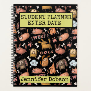 Student Planner with animated cartoon dogs 