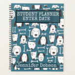 Student Planner with colorful cartoon dogs<br><div class="desc">Student weekly planner. Keep organized this school year. The planner can be personalized with your name, title and the date and features colorful animated dogs and bones. Great as a gift for back to school, Christmas, Graduation, or as an end of the year gift.</div>