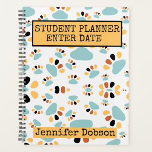 Student Planner with dog paw background