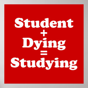Student Plus Dying Equals Studying Poster
