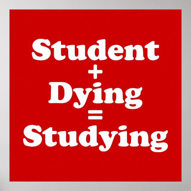 Student Plus Dying Equals Studying Poster (Front)
