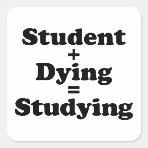 Student Plus Dying Equals Studying Square Sticker