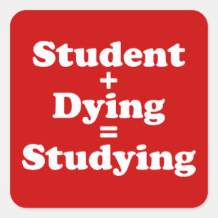 Student Plus Dying Equals Studying Square Sticker