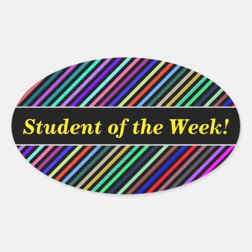 Student Praise  Black  Colorful Lines Pattern Oval Sticker