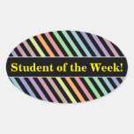 [ Thumbnail: Student Praise; Black & Pastel Color Lines Pattern Sticker ]