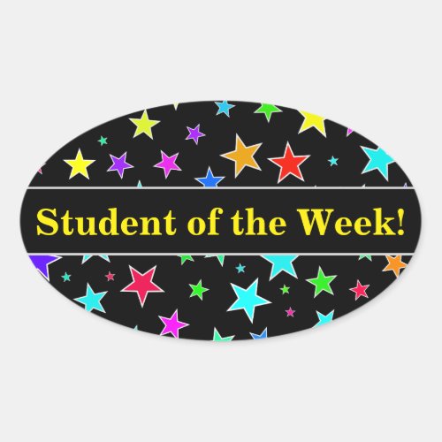 Student Praise  Fun Colorful Stars Pattern Oval Sticker