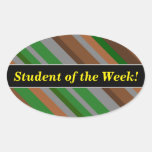 [ Thumbnail: Student Praise + Green, Brown and Grey Stripes Sticker ]