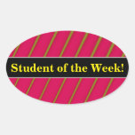 [ Thumbnail: Student Praise + Green Lines On Crimson Pattern Sticker ]