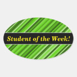 [ Thumbnail: Student Praise + Green Lines/Stripes Pattern Sticker ]