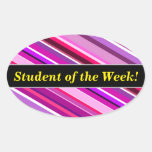 [ Thumbnail: Student Praise + Pink, Purple Stripes Pattern Sticker ]