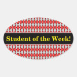 [ Thumbnail: Student Praise; Red and Gray Diamond Shape Pattern Sticker ]