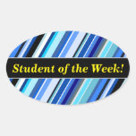 [ Thumbnail: Student Praise + Various Shades of Blue Stripes Sticker ]