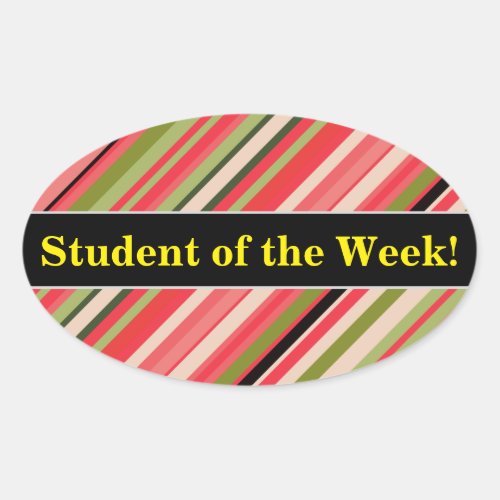 Student Praise  Watermelon_Inspired Stripes Oval Sticker