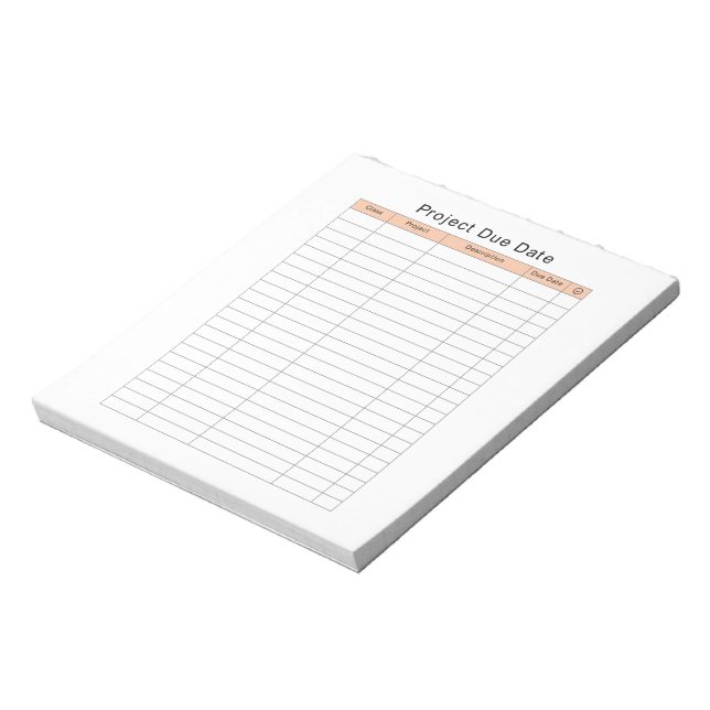 Student Project Due Date Notepad (Rotated)