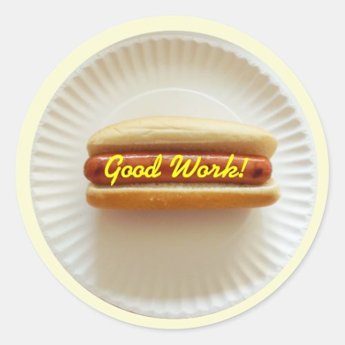 Student Reward Sticker _ Hot Dog On Paper Plate