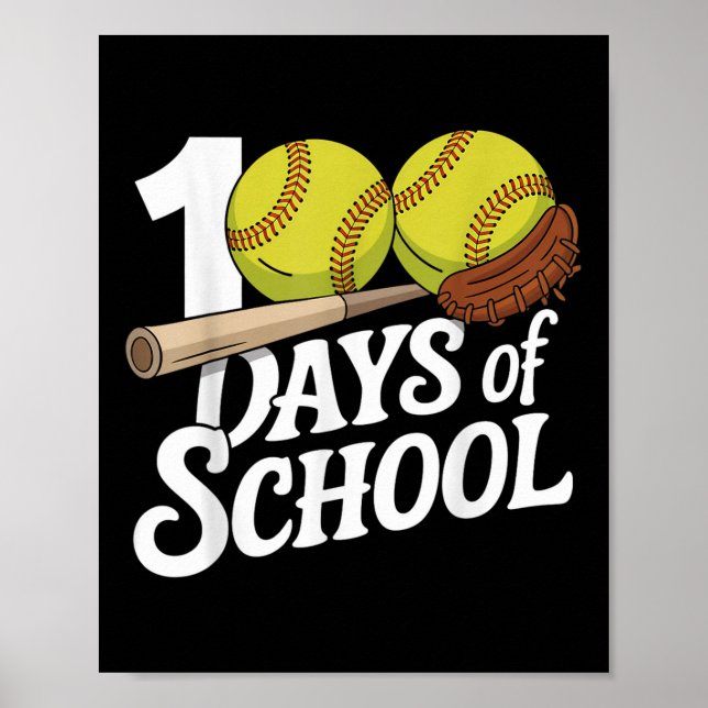 Student School Teacher Kids 100 Days Of School Bas Poster (Front)