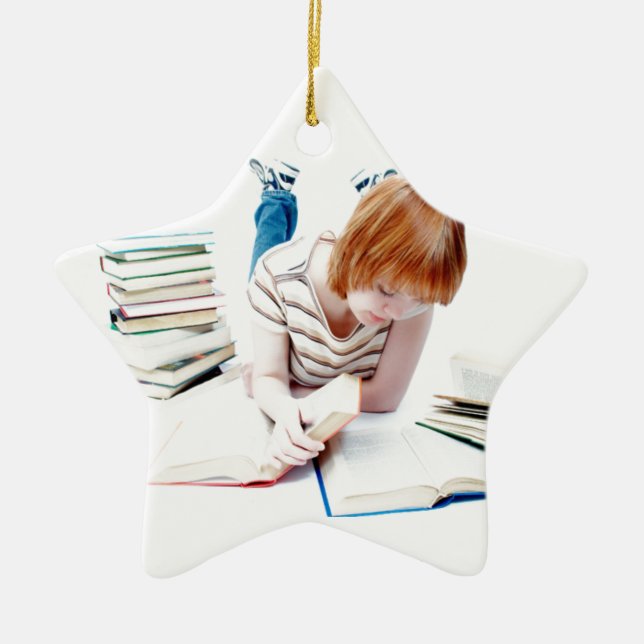 Student Studying To Get To Graduation Ceramic Ornament (Front)