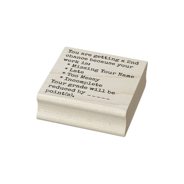 Student Work Second Chance Rubber Stamp (Stamp)