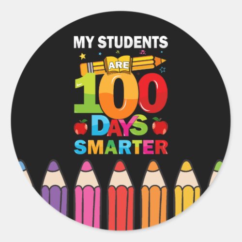 Students 100 Days Smarter Classic Round Sticker