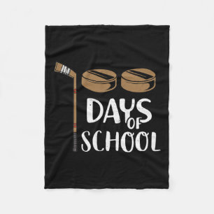 Students Fun 100th Day Of School Hockey  Fleece Blanket