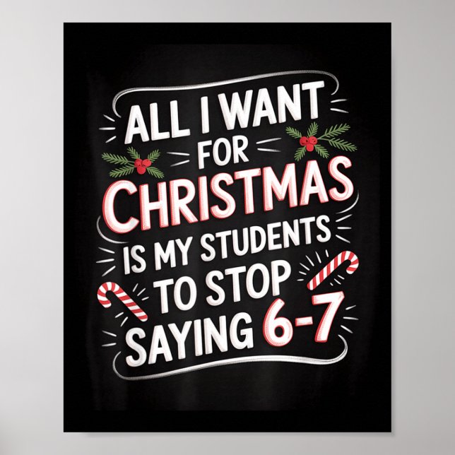 Students Saying 6-7 67 Six Seven Funny Teacher Chr Poster (Front)