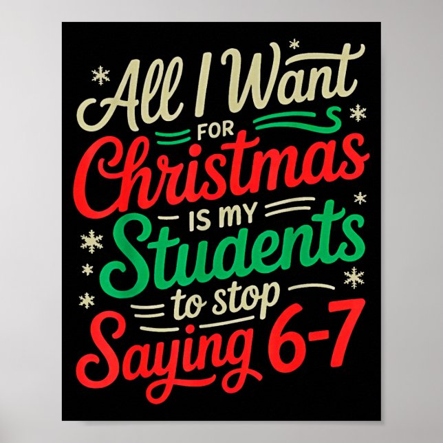 Students Saying 6-7 67 Six Seven Funny Teacher Chr Poster (Front)