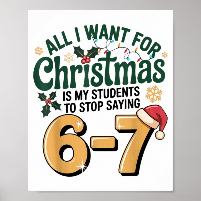 Students Saying 6-7 67 Six Seven Funny Teacher Chr Poster (Front)