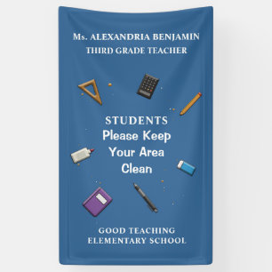 Students Teacher Back to School Clean Personalize Banner