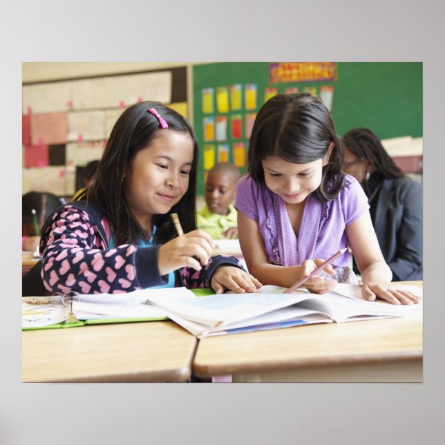 Students working together in classroom poster (Front)