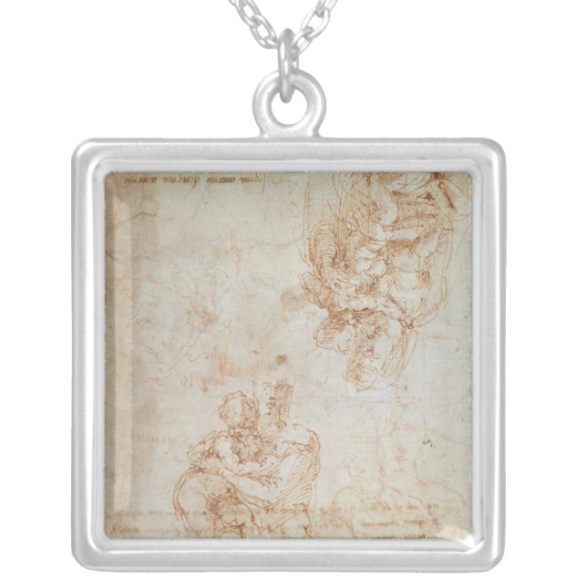 Studies of Madonna and Child Silver Plated Necklace (Front)