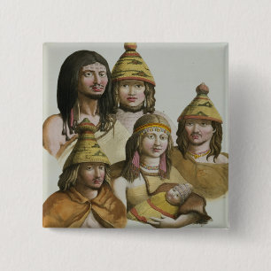 Studies of native Americans (colour litho) Button