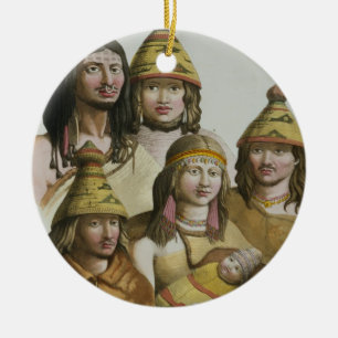 Studies of native Americans (colour litho) Ceramic Ornament