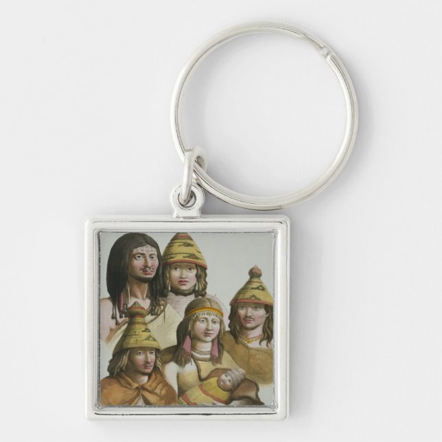 Studies of native Americans (colour litho) Keychain (Front)