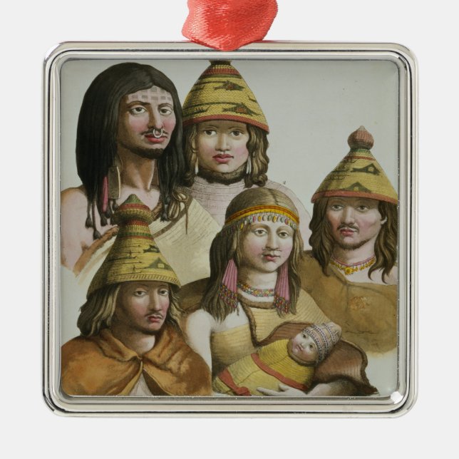 Studies of native Americans (colour litho) Metal Ornament (Front)