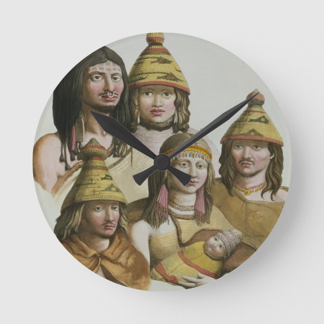 Studies of native Americans (colour litho) Round Clock (Front)