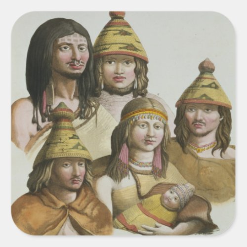 Studies of native Americans colour litho Square Sticker