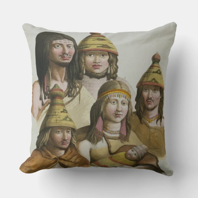 Studies of native Americans (colour litho) Throw Pillow (Front)