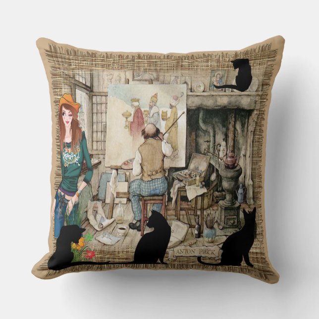 Studio of Anton Pieck Throw Pillow (Front)