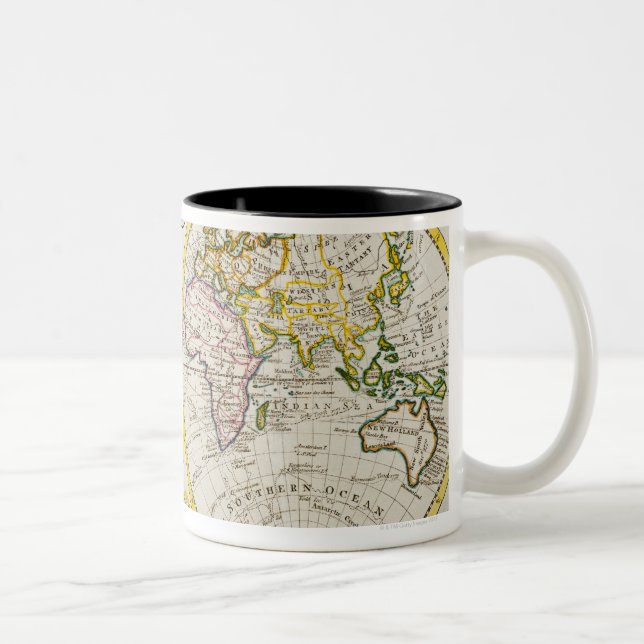 Studio shot of antique world map Two-Tone coffee mug (Right)